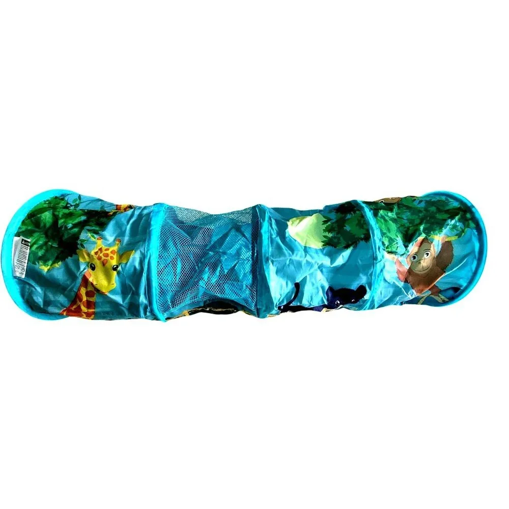 Kitty City Jungle Tunnel Cats Small Pets Blue Jungle Animal Print Mesh Panels - Picture 2 of 10